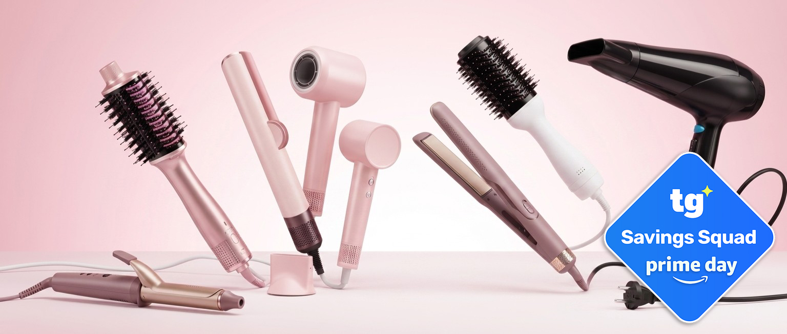 Hair tools on pink background