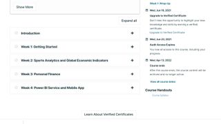 edX review: Screenshot of class schedule