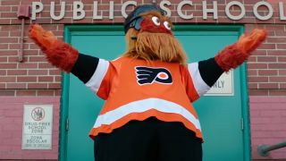 A behind-the-scenes look at Gritty's cameo on Abbott Elementary through the NHL YouTube channel