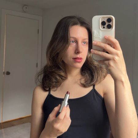 Jamie Schneider testing Celine Beaut&eacute;'s matte lip balm