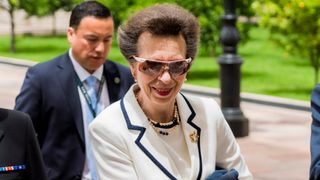 Princess Anne, Princess Royal arrives to the Palacio de La Moneda to be welcomed in audience by the President of Chile Sebastián Piñera