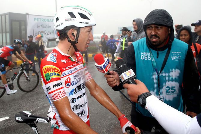 The winner of stage 4 of the 2020 Tour de Langkawi, Kevin Rivera (Androni Giocattoli-Sidermec), tells the press how he did it