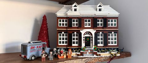 Home Alone Lego house on shelf