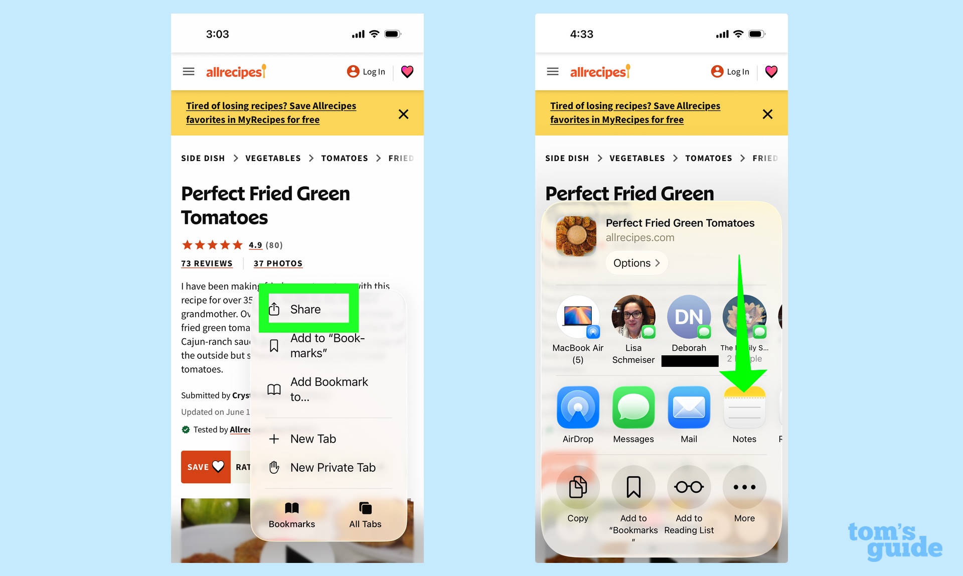 creating a note from safari&#039;s share sheet