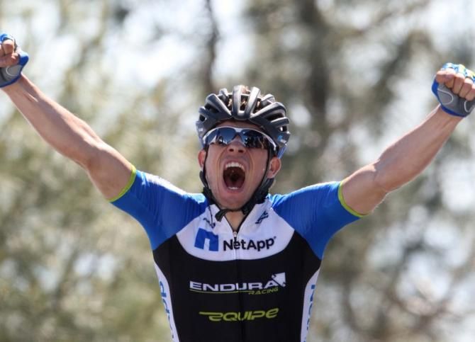 Leopold K&ouml;nig (NetApp-Endura) celebrates his win on the seventh stage of the Amgen Tour of California to Mt Diablo