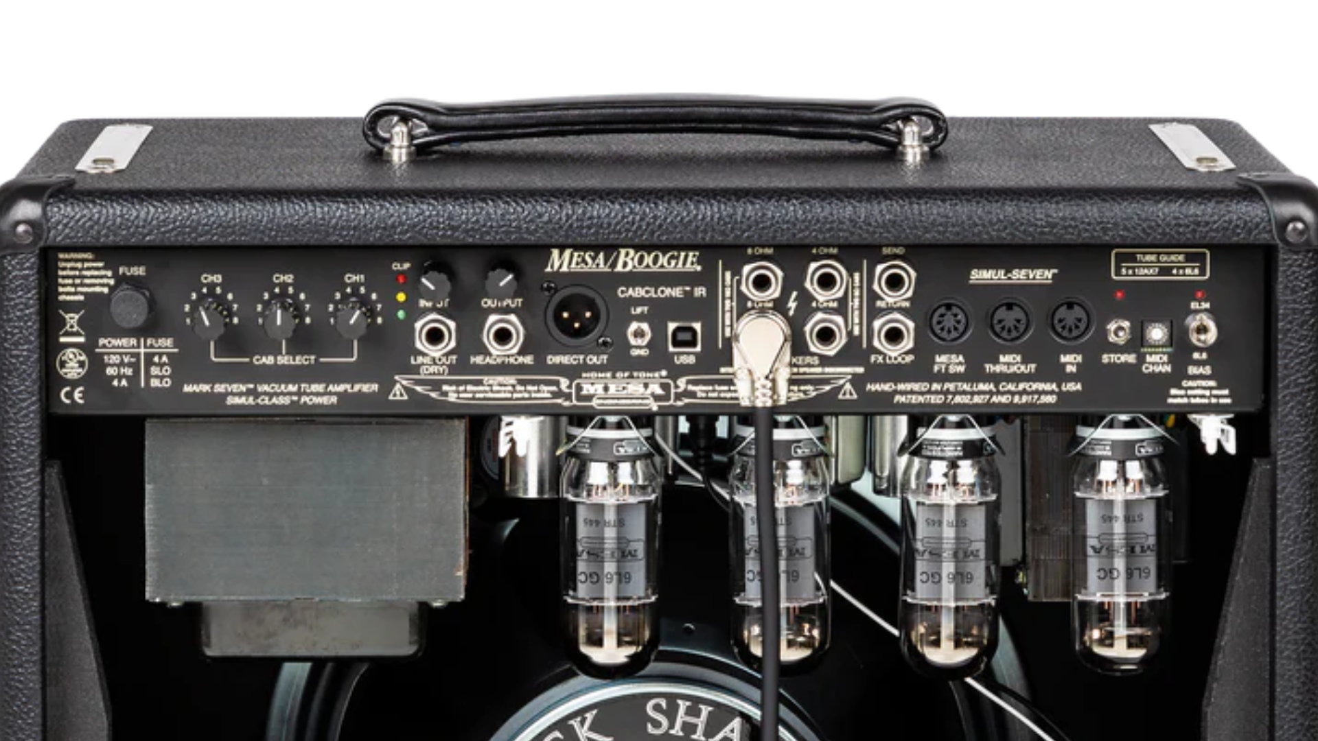 The back panel of the Mesa/Boogie Mark VII 1x12 Combo
