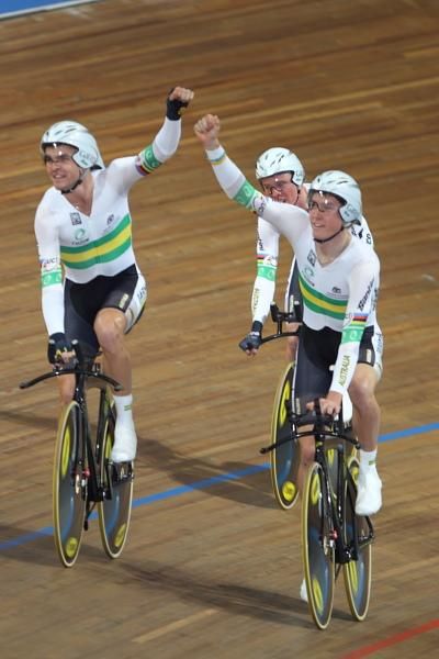 The Australians celebrate their win