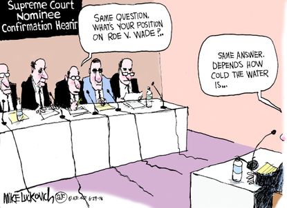 Political Cartoon U.S. Anthony Kennedy retirement Roe v. Wade Supreme Court nominee