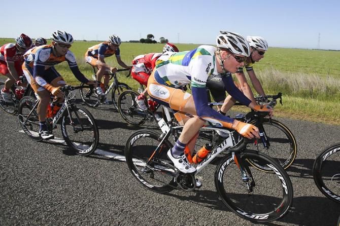 NRS leader Jack Haig (Huon-Genesys) in the peloton.