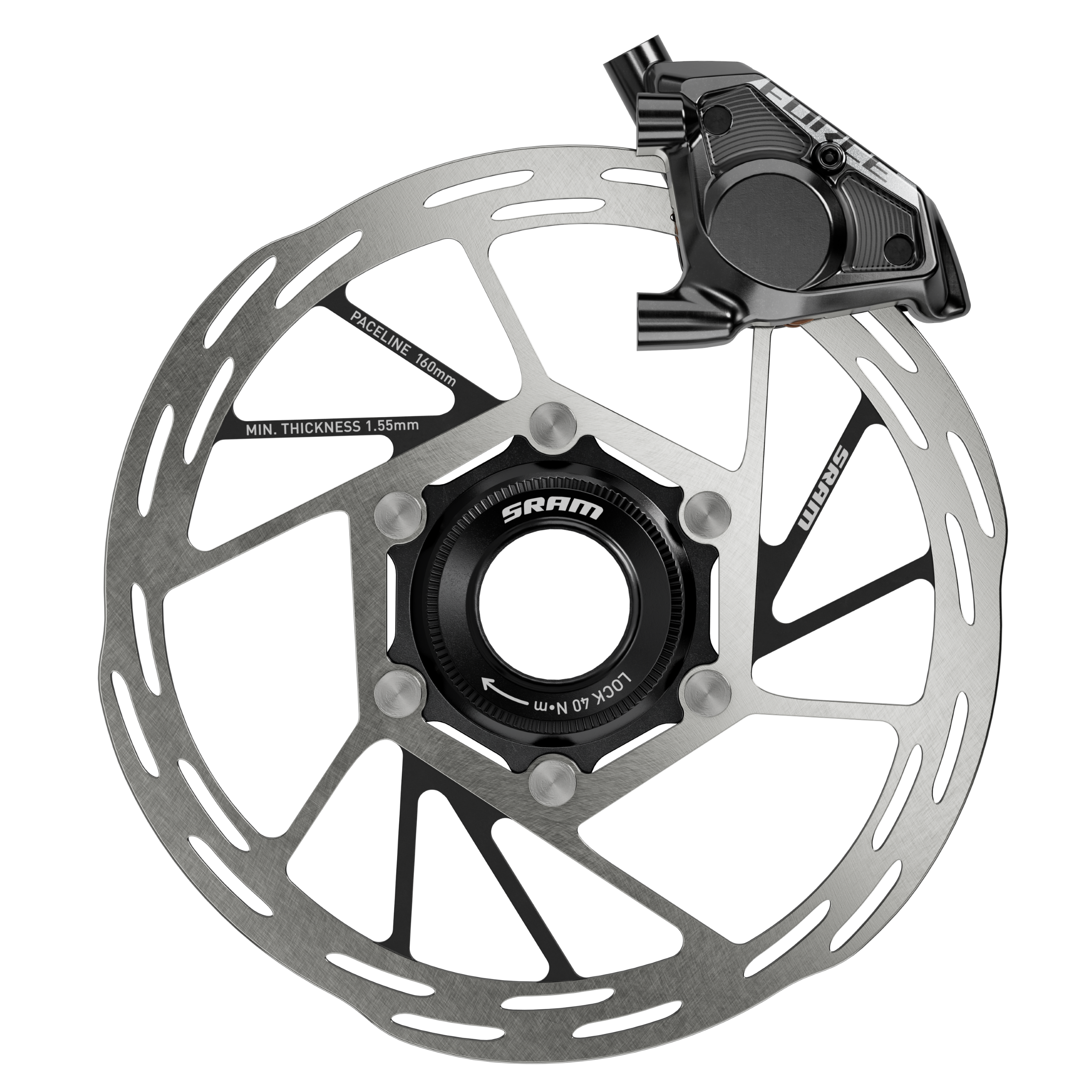 A SRAM Force AXS caliper and rotor
