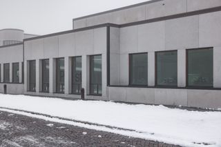 Exterior of Polestar Design Studio, Sweden, in the snow