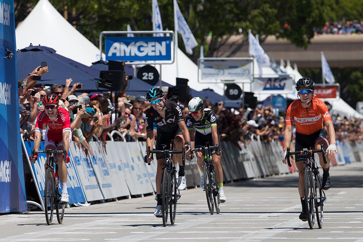Evan Huffman realises he is about to win the stage
