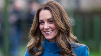 Catherine, Duchess of Cambridge meets staff and pupils from Holy Trinity Church of England First School as part of a working visit across the UK ahead of the Christmas holidays on December 7, 2020 in Berwick-Upon-Tweed, United Kingdom
