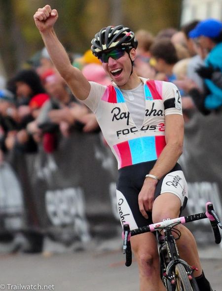 Jeremy Powers (Rapha-Focus) celebrates his USGP victory in Louisville
