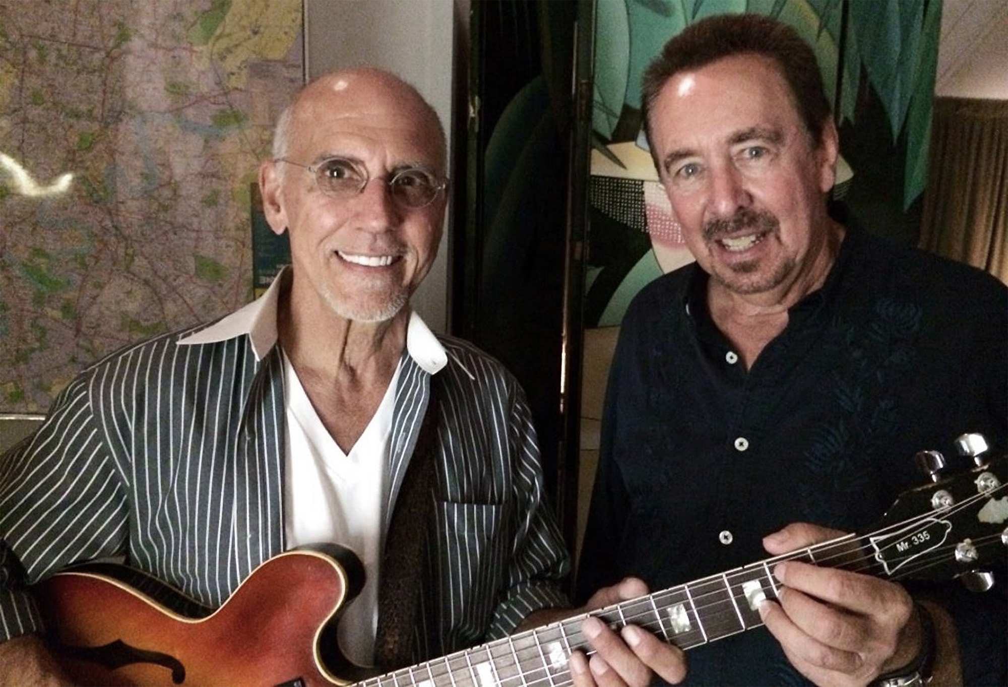Larry Carlton and Louie Shelton pose for a photo