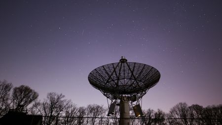 The night sky above the InfoAge Space Exploration Center in New Jersey