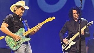 Brad Paisley (left) and Jack White perform onstage at the Tele Town concert at the Ryman Auditorium in Nashville, Tennessee on May 4, 2026