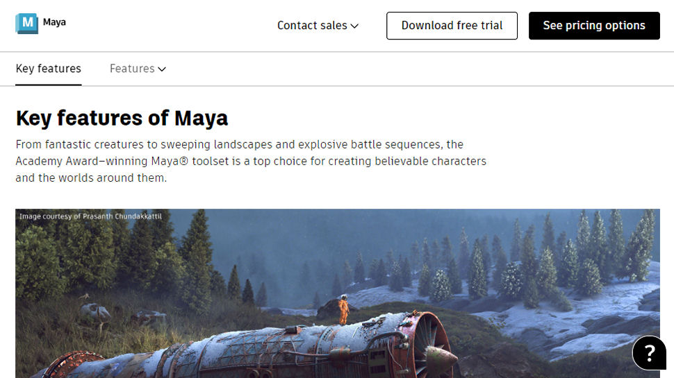 Website screenshot for Autodesk Maya