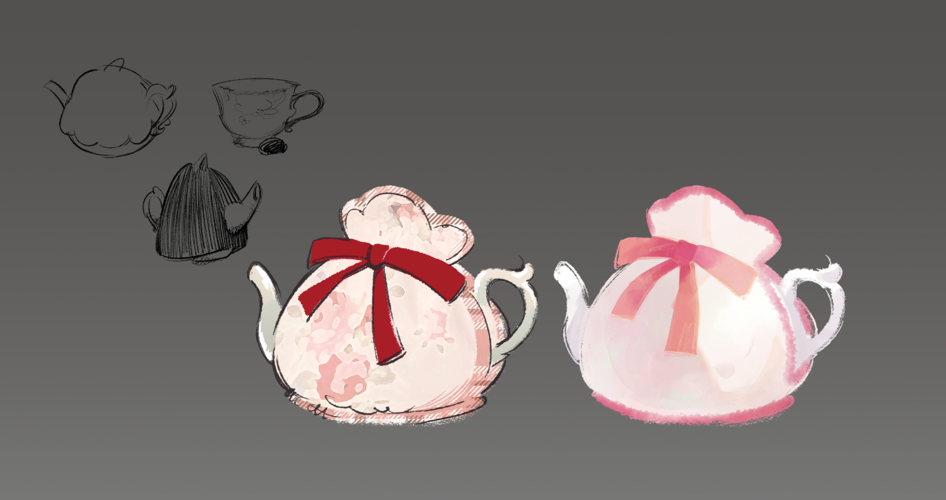 A sketch of a teapot for a video game