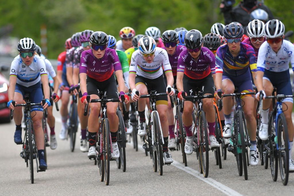 OJO GUAREA SPAIN MAY 22 Demi Vollering of Netherlands Anna Van Der Breggen of Netherlands and Team SD Worx during the 6th Vuelta A Burgos Feminas 2021 Stage 3 a 1154km stage from Medina de Pomar to Complejo Krstico de Ojo Guarea 768m VueltaBurgos BurgosFem UCIWWT on May 22 2021 in Ojo Guarea Spain Photo by Luc ClaessenGetty Images