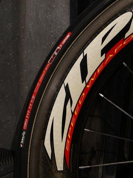 O'Grady opted for fairly standard 23mm-wide Vittoria tubulars.