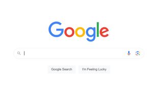 Google Search homepage with the Google logo and search bar.