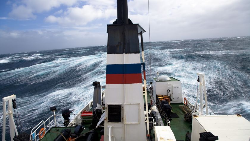 View of the Drake Passage from a ship crossing it.