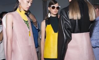 Marni S/S 2016 multiple panels of beautifully coloured and intriguingly cut layers of sturdy wool crepe.