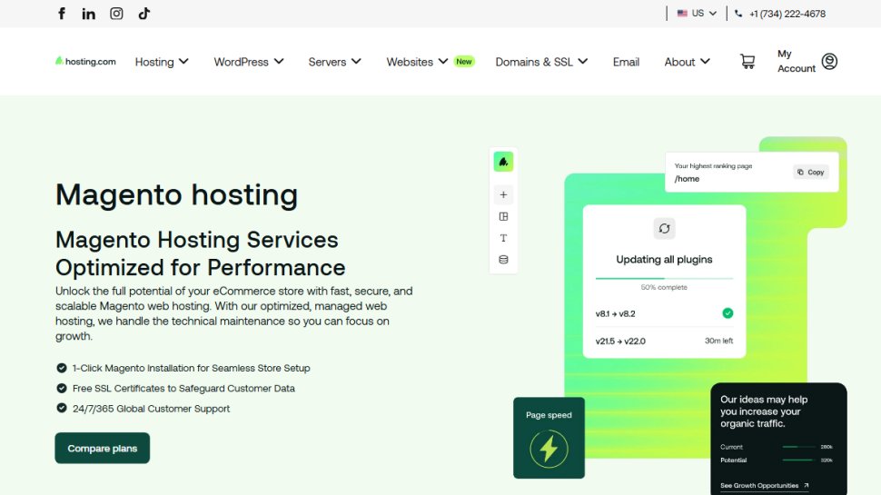 Website screenshot of A2 Hosting (August, 2025)