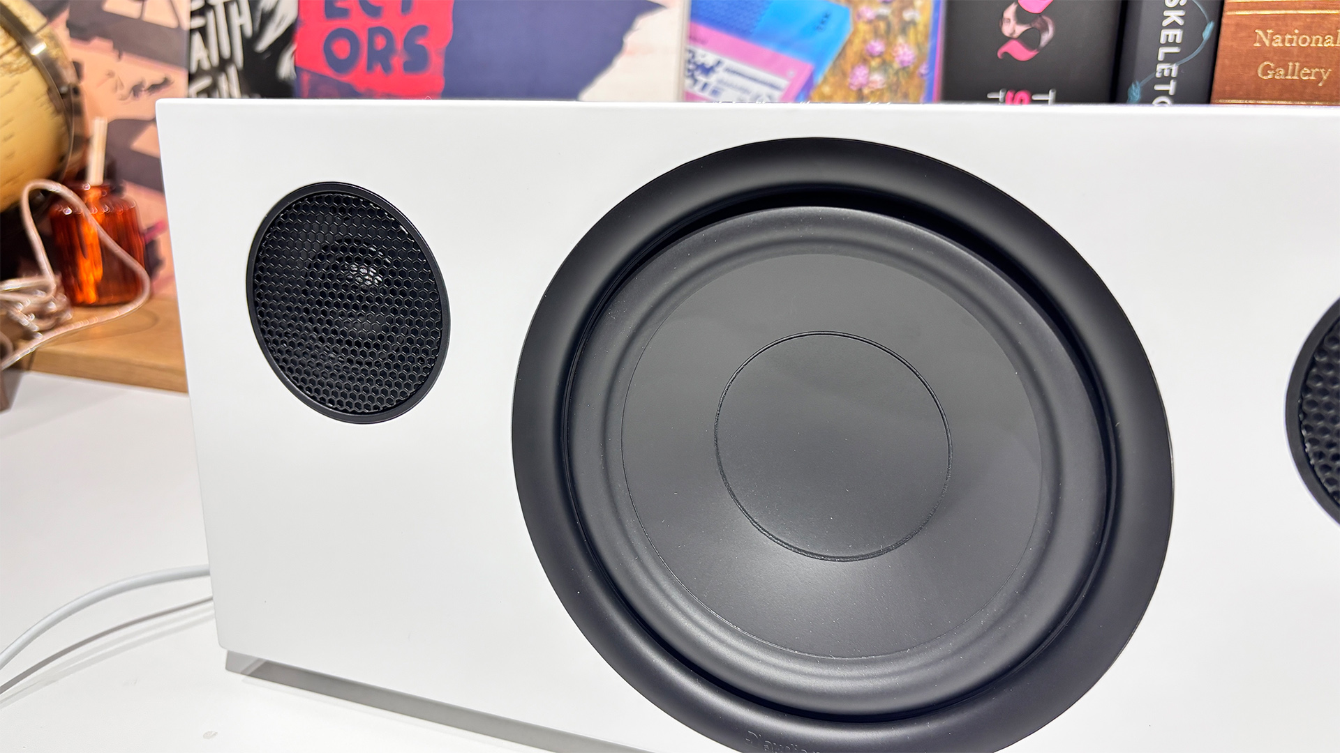 Audio Pro C20 W wireless speaker close up on speaker units