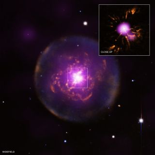 Main image: X-ray: ESA/XMM-Newton; optical: NSF/NOAO/KPNO; inset: NASA/CXC/IAA-CSIC/M. Guerrero et al; optical: NASA/STScI