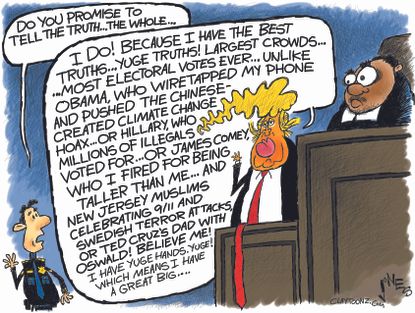 Political cartoon U.S. Trump Comey firing perjury