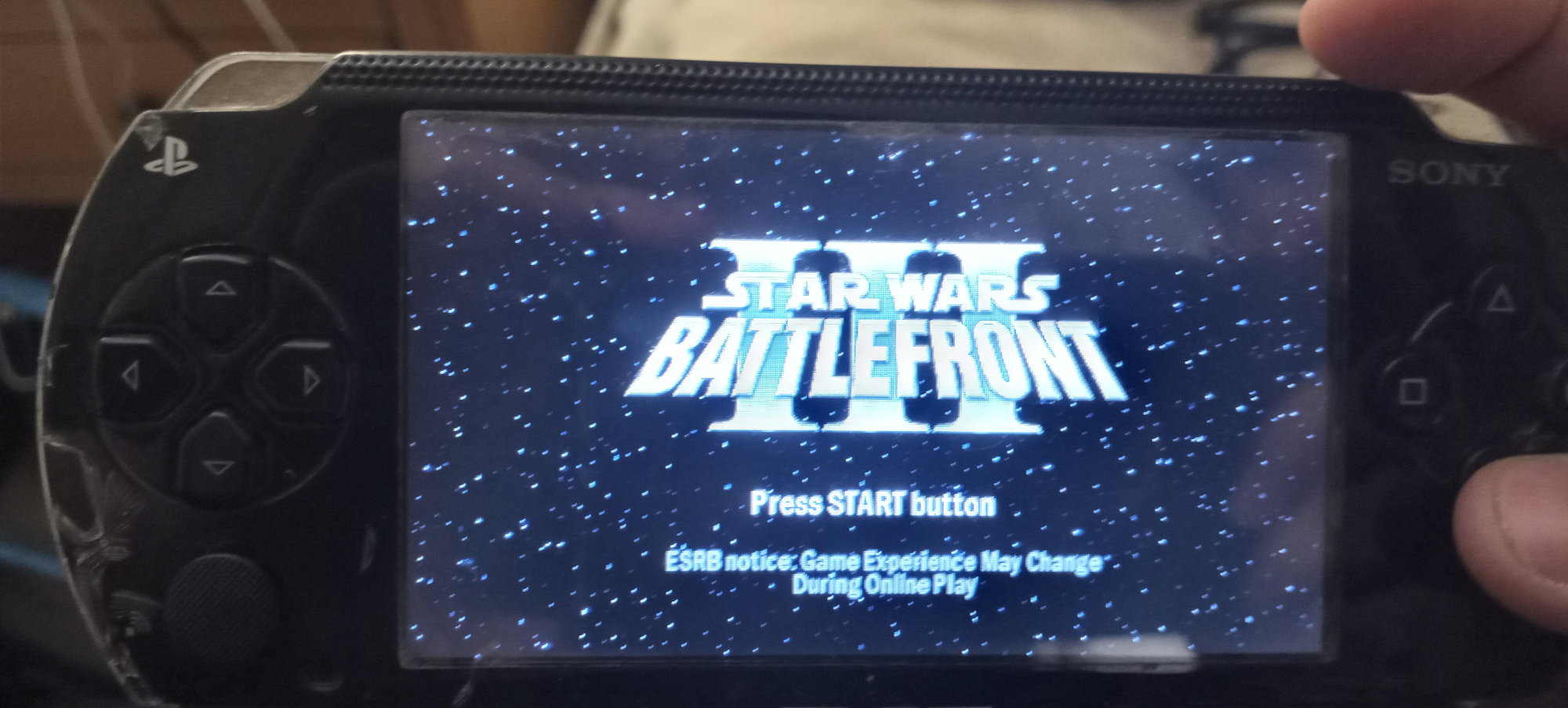 The main menu of Star Wars: Battlefront 3 running on a PSP
