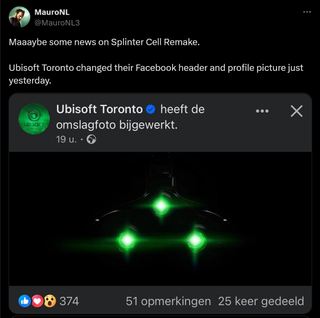 Maaaybe some news on Splinter Cell Remake. Ubisoft Toronto changed their Facebook header and profile picture just yesterday.