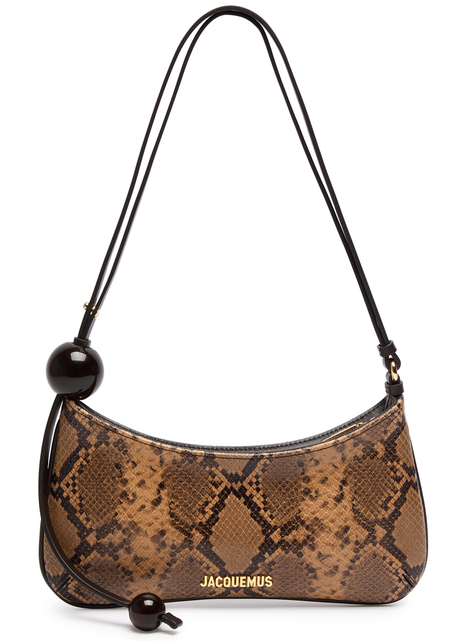 Le Bisou Perle Python-Effect Leather Shoulder Bag