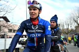 GUILHERANDGRANGES FRANCE MARCH 01 Romain Gregoire of France and Team GroupamaFDJ celebrates at finish line as race winner during the 25th FaunArdeche Classic 2025 a 1659km one day race from GuilherandGranges to GuilherandGranges on March 01 2025 in GuilherandGranges France Photo by Billy CeustersGetty Images