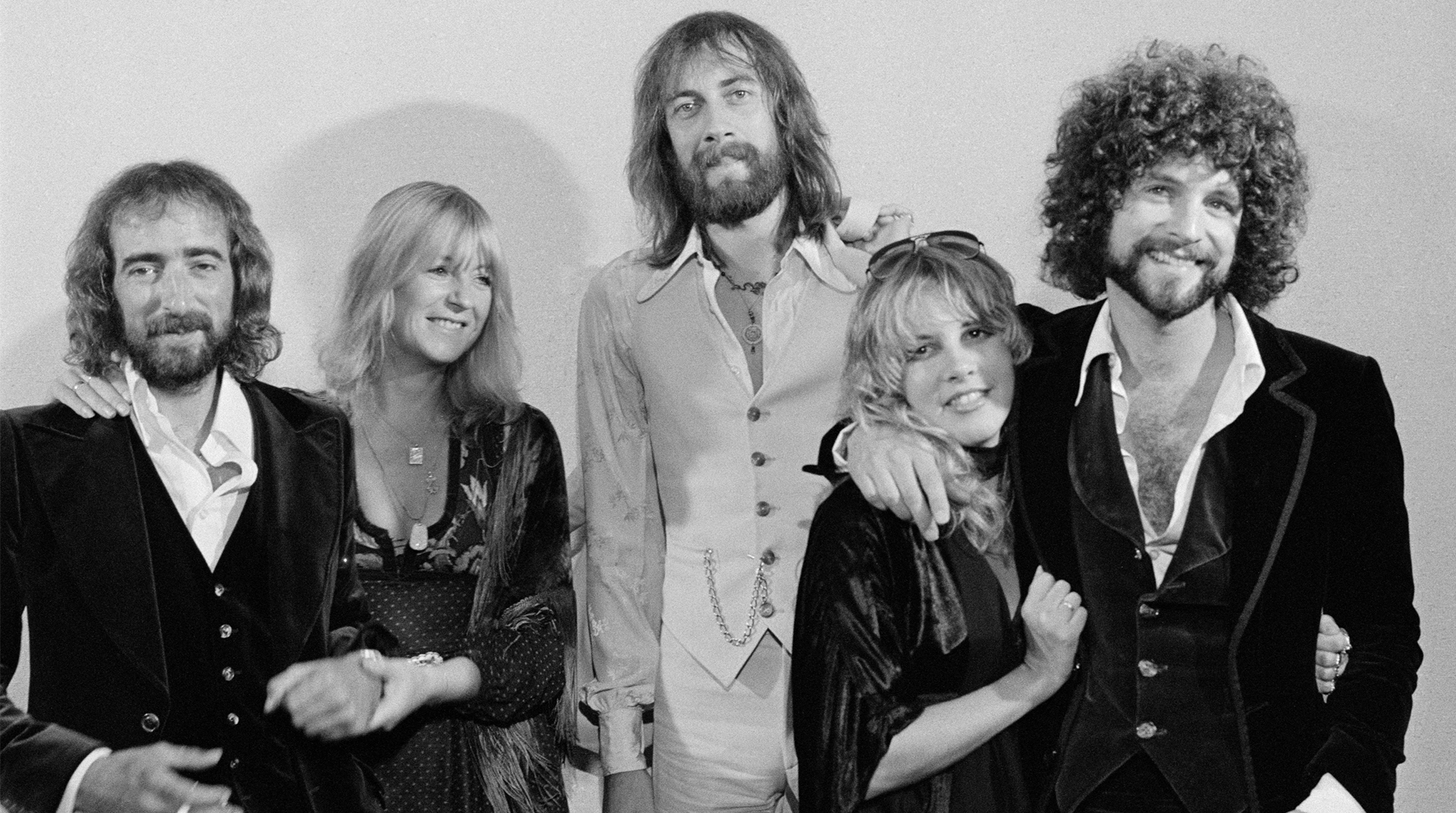Members of Fleetwood Mac from left: John McVie, Stevie Nicks, Mick Fleetwood, Christine McVie and Lindsey Buckingham on the SECOND ANNUAL ROCK MUSIC AWARDS. Image dated September 18, 1976.