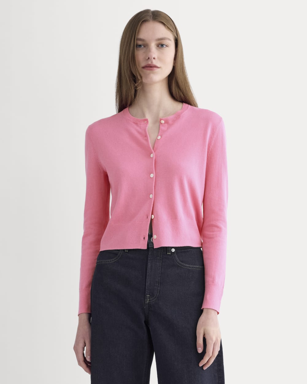 The Cropped Cardigan in Cotton Cashmere | Deep Pink - Xxs