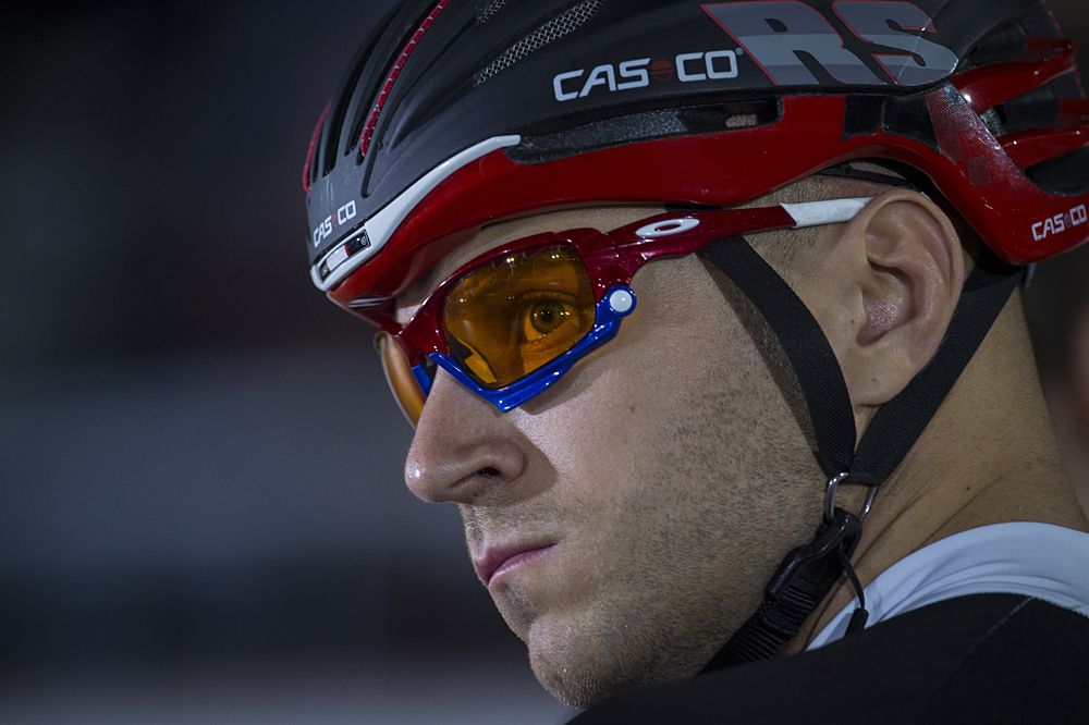 Russian Denis Dmitriev raced the keirin heats