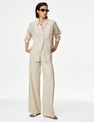 M&S Collection, Pure Linen Collared Relaxed Shirt