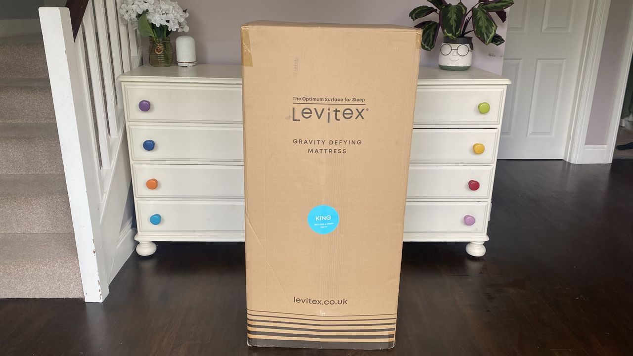 Levitex Gravity Defying Mattress review image shows the bed still in its cardboard box