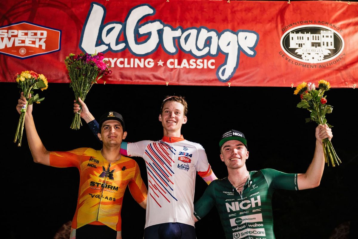 Men's podium at 2024 LaGrange Cycling Classic