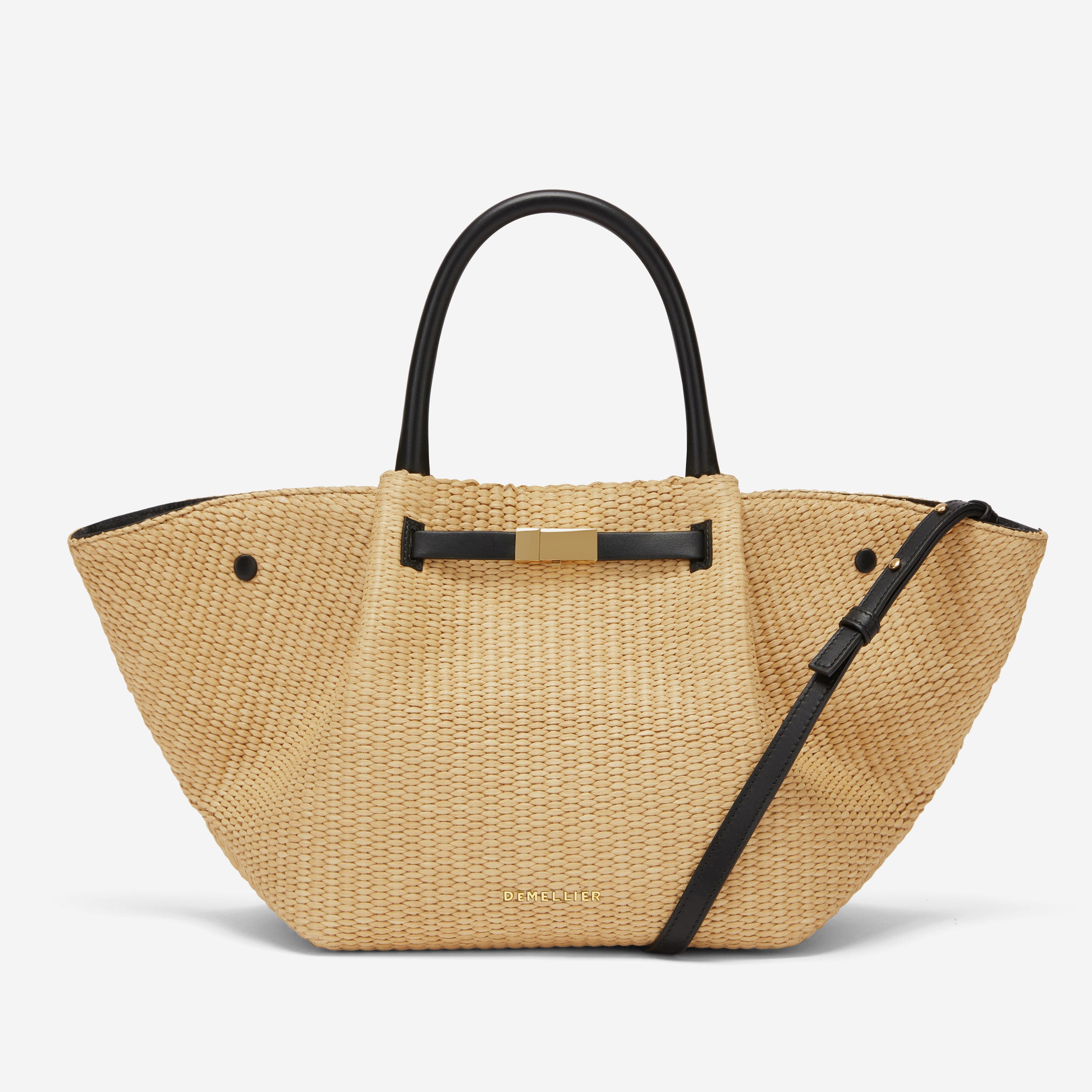 The Midi New York | Warm Raffia Black Smooth | Demellier