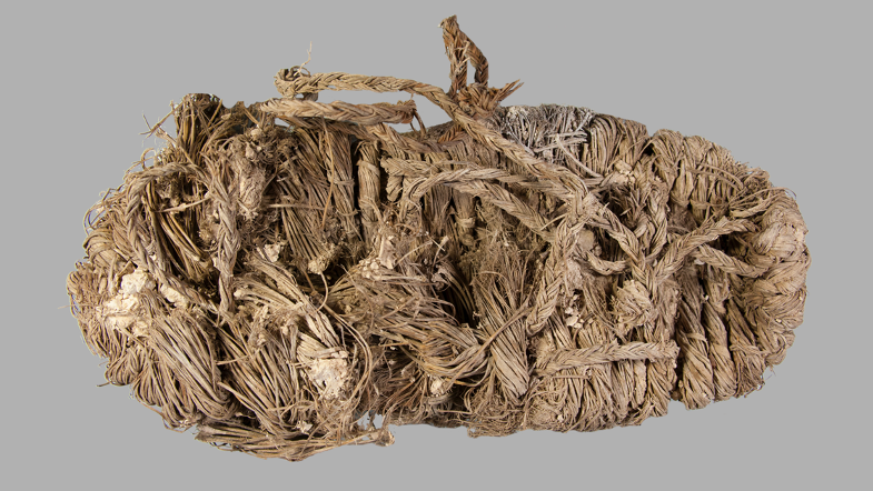 remains of a medieval shoe made out of grass rope