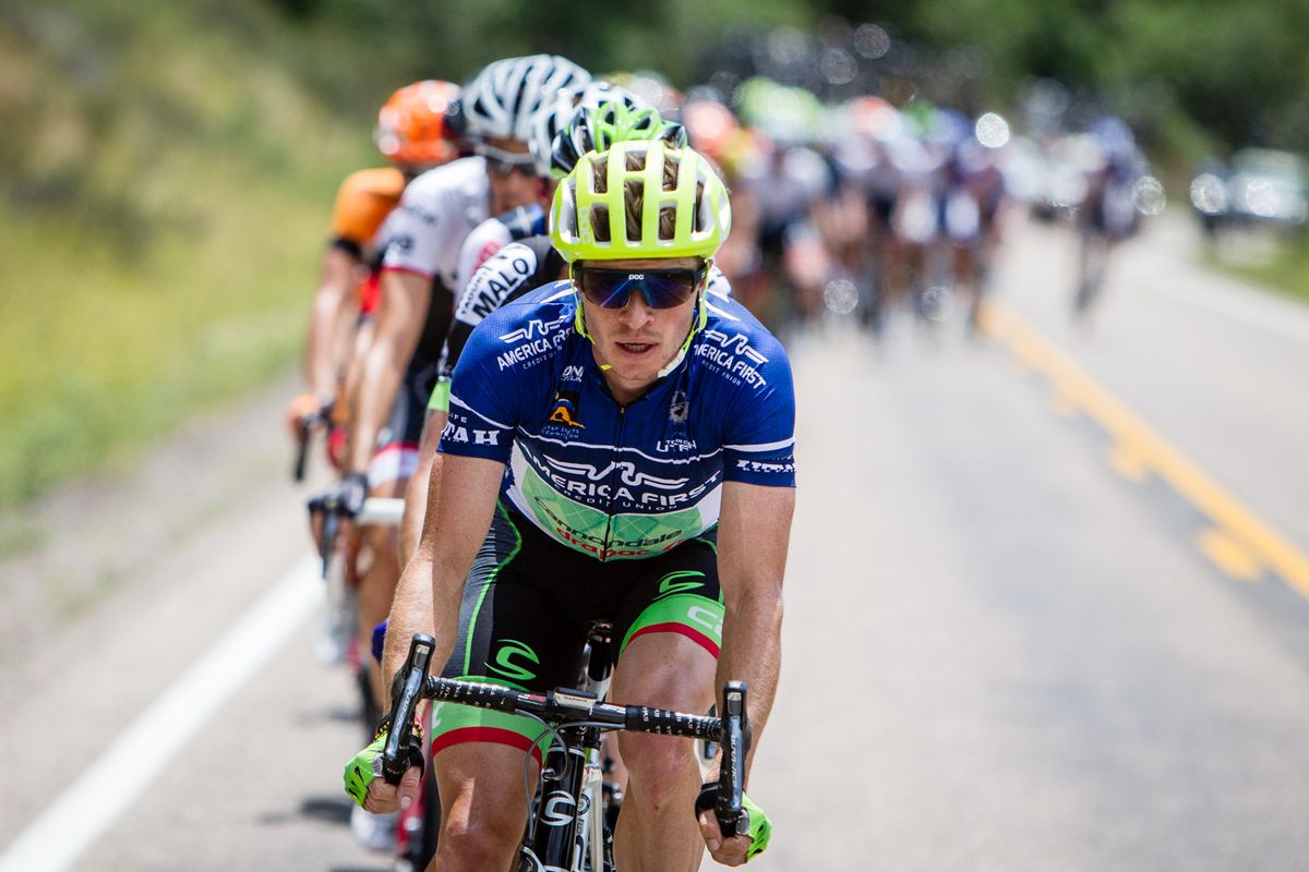 Ben King (Cannondale-Drapac) takes a pull on the front