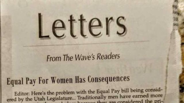 Letter about equal pay written by Utah&#039;s Wasatch GOP chair James C. Green.