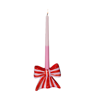 Doiy Striped Bow Taper Candle Holder