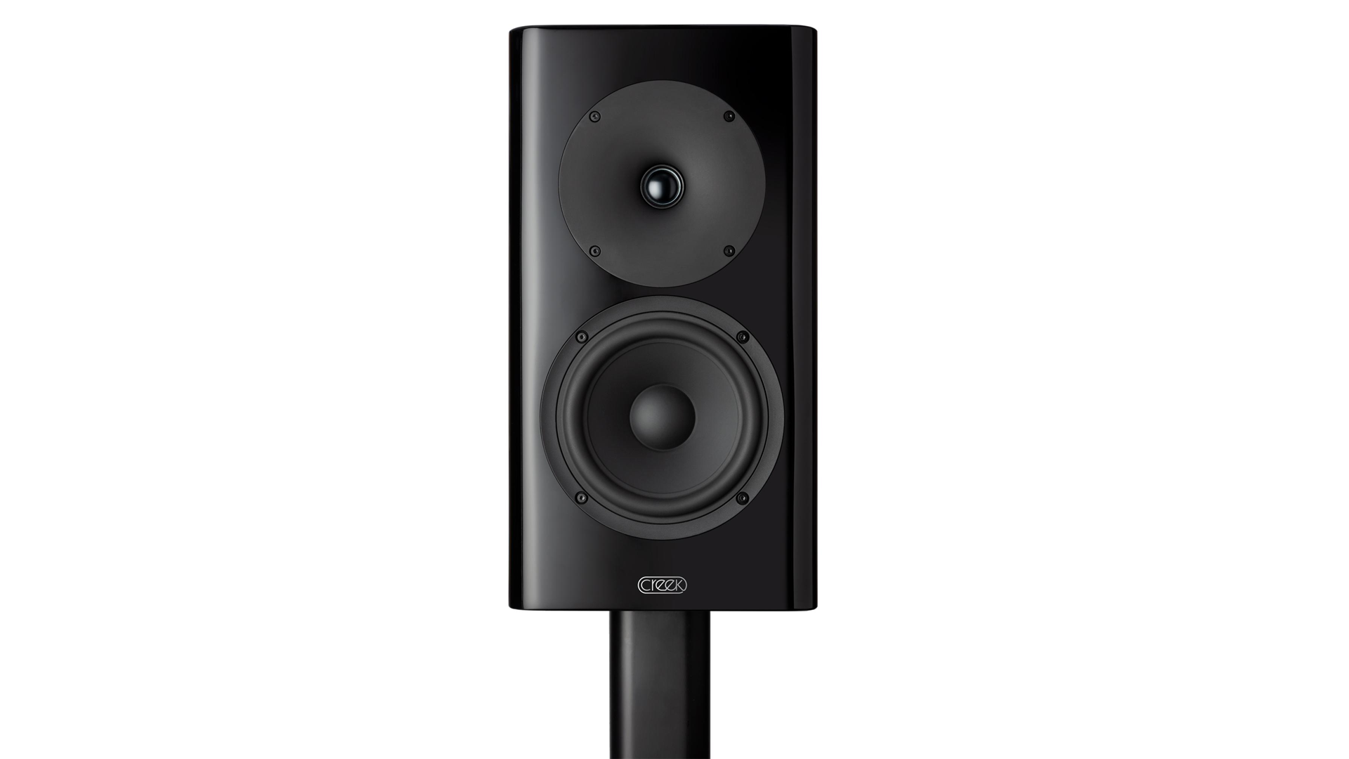 Front view of the Creek Audio Cymatics 6 standmount speaker