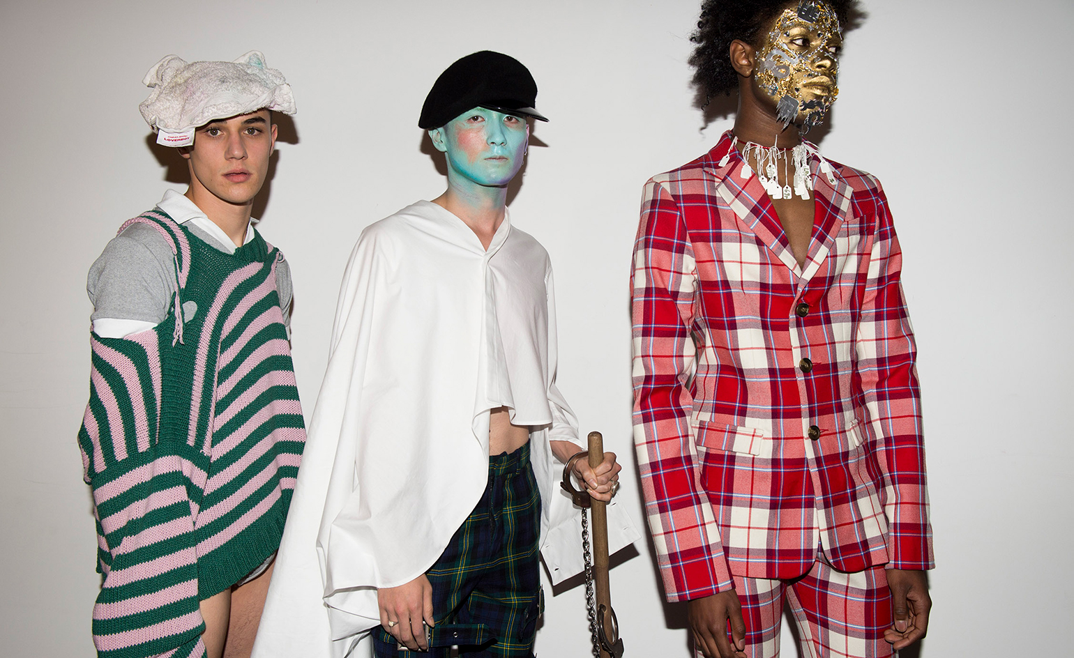 Models backstage wearing varios LOVERBOY outfits