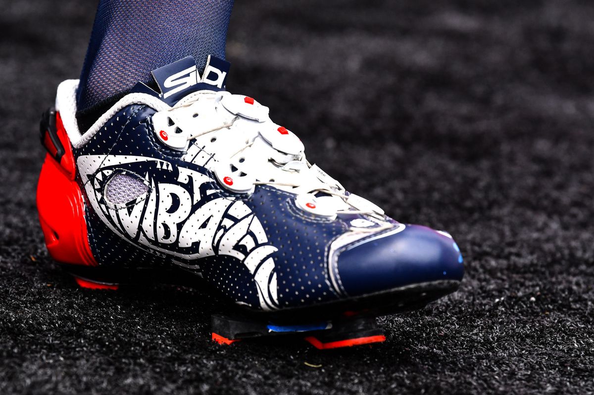 Vincenzo Nibali's specially designed shoes at the Giro d'Italia